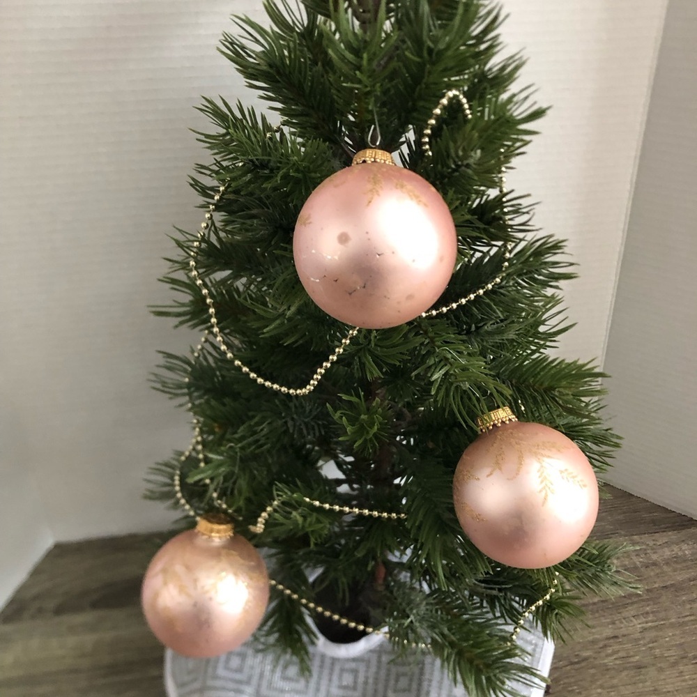 Vtg Pink Krebs Glass Ball Ornaments